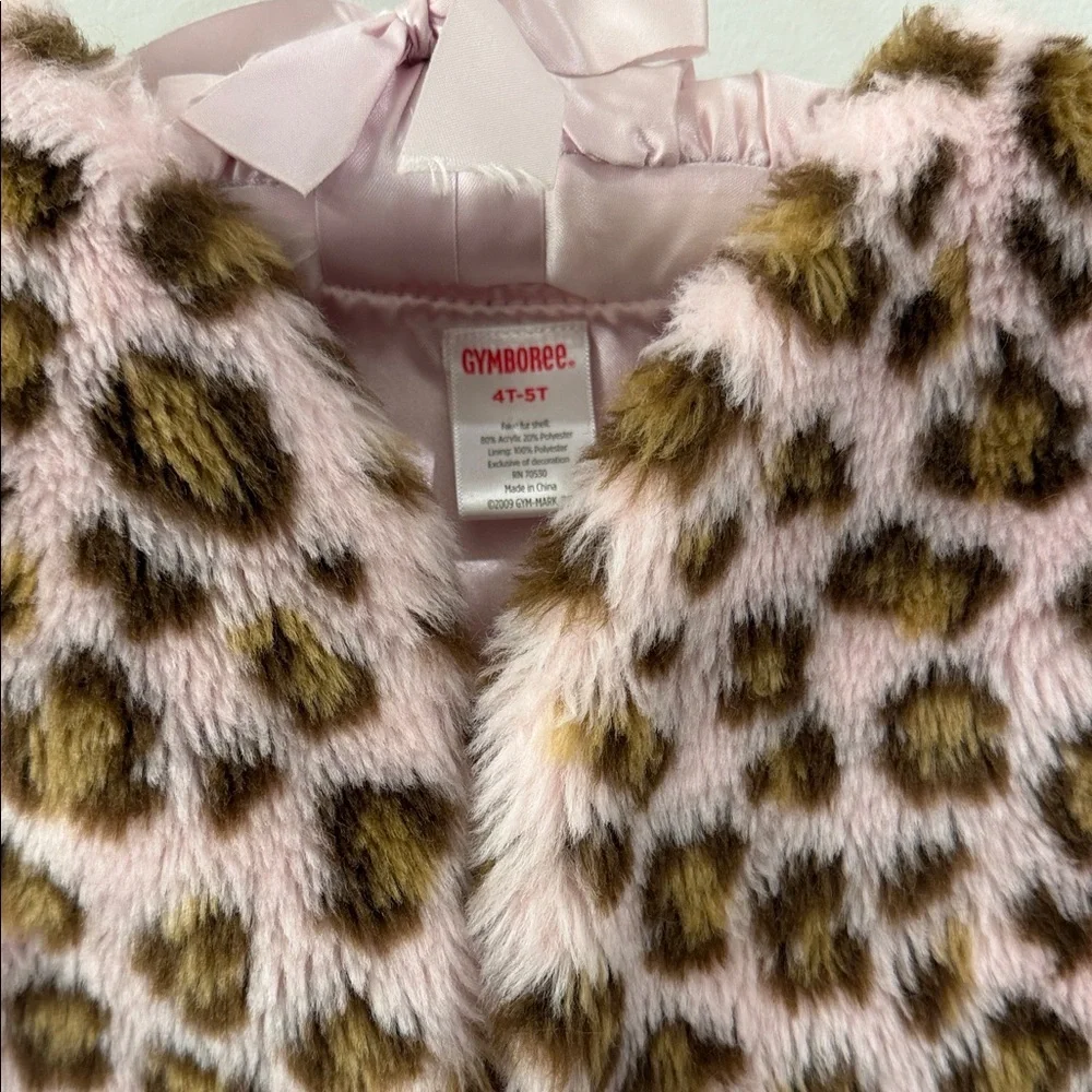 Gymboree Pink and Brown Faux Fur Kids Vest Size 4T-5T